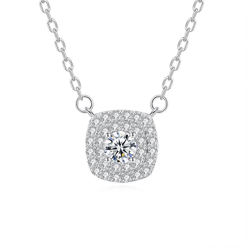 S925 Sterling Silver Moissanite Cross Pendant Clavicle Necklace for Women Luxury Sparkling Fine Jewelry Gift