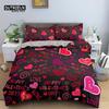 Red Rose Floral Duvet Cover Love Heart Bedding Set Microfiber Romantic Quilt Cover Queen King For Couple Wedding Valentine Decor