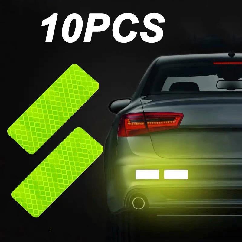 10Pcs Colorful Car Bumper Reflective Stickers Secure Reflective Warning Strip Tape Sticker Decals New Arrival Auto Styling Decal
