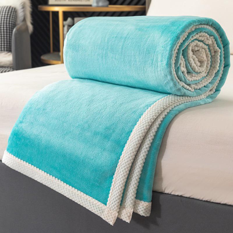 Solid Color Coral Fleece Throw Blanket - Perfect for Office & Air Conditioning Comfort