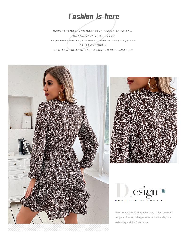 2026 Autumn/Winter European & American Fashion Floral Ruffle Long Sleeve Dress for Women