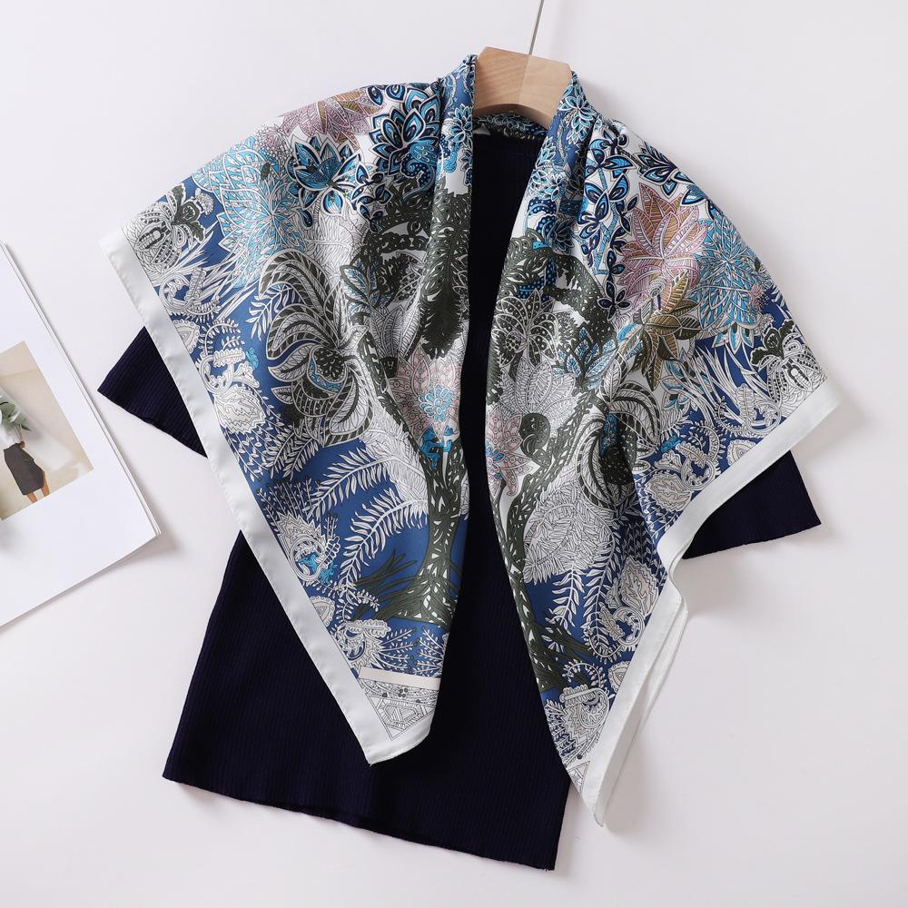 New silk scarf 91 large square scarf fashionable versatile fashion foreign style French scarf women's shirt shawl scarf wholesale