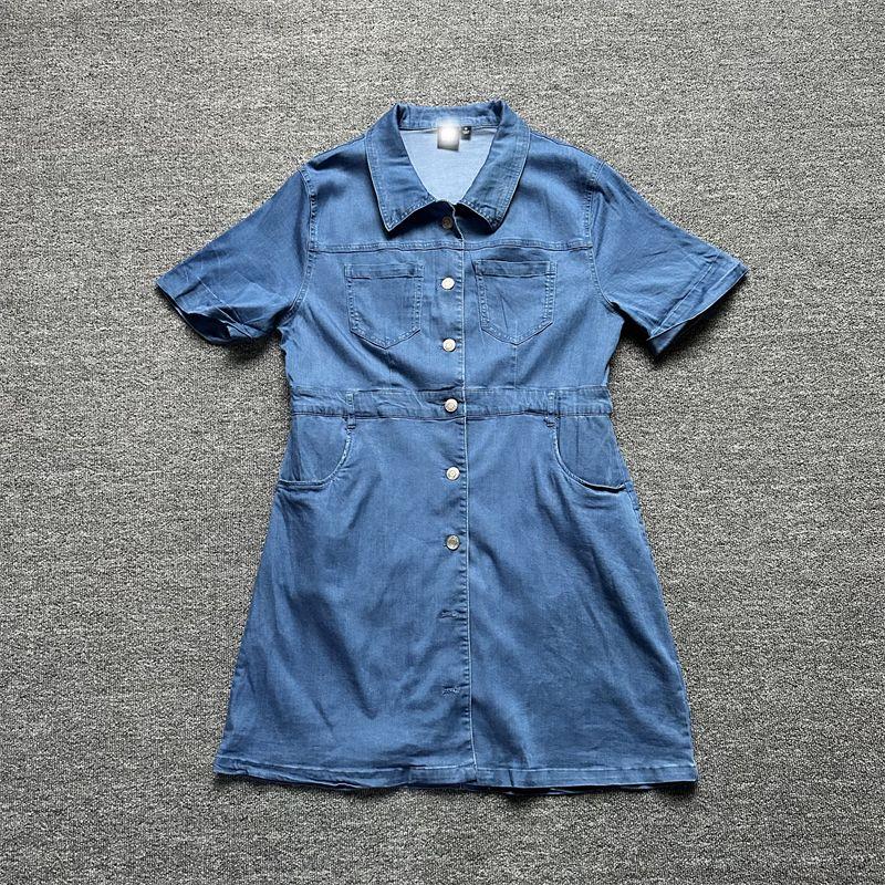 

Платье из денима Tencel стрейч с коротким рукавом на пуговицах, приталенного силуэта G Tencel Stretch Denim Skirt XXS