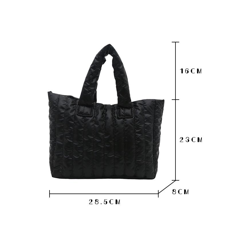 Large Capacity Tote Bag For Women Cotton Padded Nylon Handbag Solid Color Casual Elegant Shoulder Bag Fashion Purse