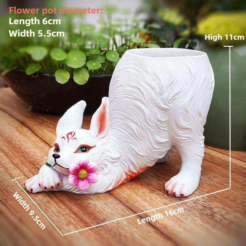 

Creative Fox Flower Pots Living Room Desktop Flower Pot Modern Balcony Planter Cartoon Home Garden Decoration Accessories