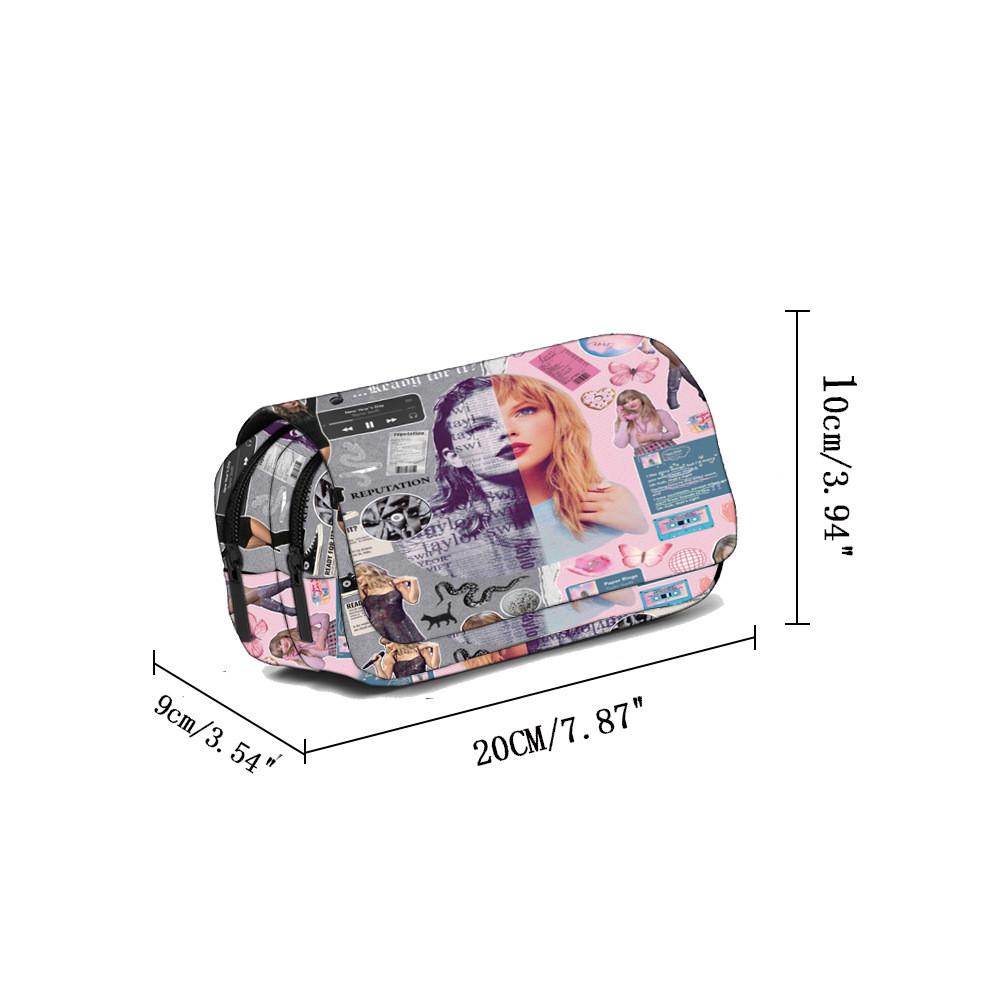 Estuche de Lápices de Doble Capa Taylor Swift con Material de Poliéster para Estudiantes y Material Escolar