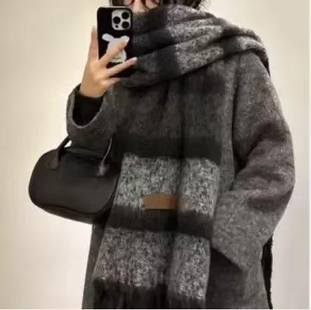 New Autumn and Winter Imitation Cashmere Scarf Women's Thickened Warm Scarf White Tassel Medium and Long Versatile Scarf Scarf Scarf