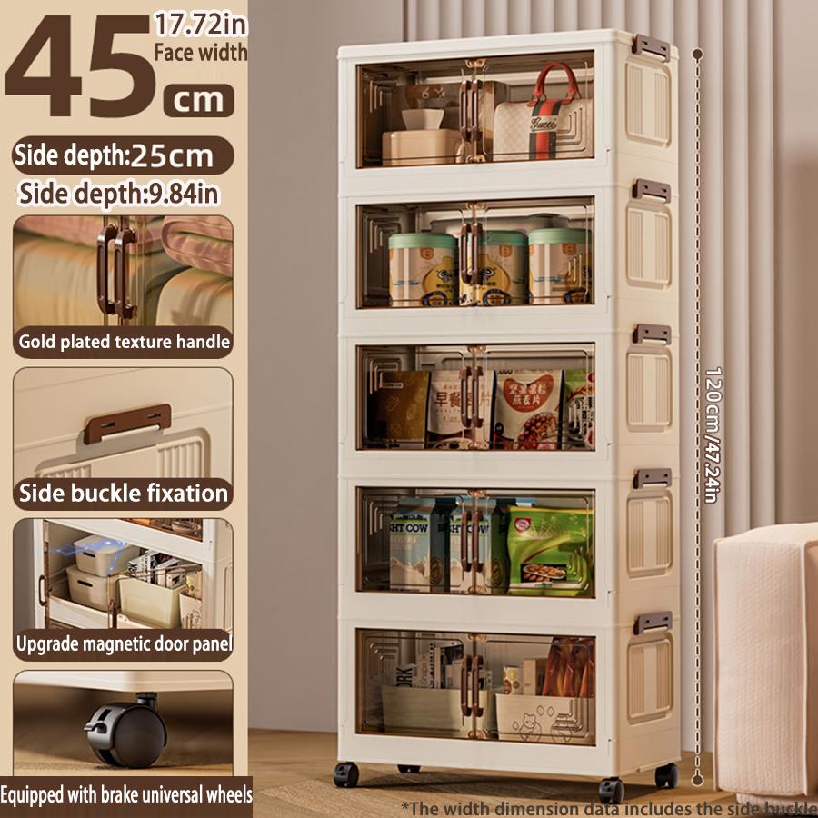 45/55/65cm Length Multifunction Folding Storage Cabinet Sundries Cabinet Large Capacity Dustproof Wardrobe Locker