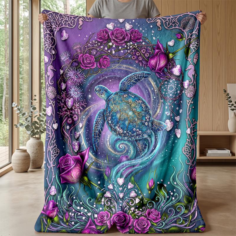 Magical Turtle Pond Theme Blanket Lightweight Warm Flannel Blanket Decorative Throw Blanket for Home Decoration