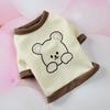 Bear Embroidered Dog Outfit, Waffle Knit Pet Shirt and Dress for Small Dogs