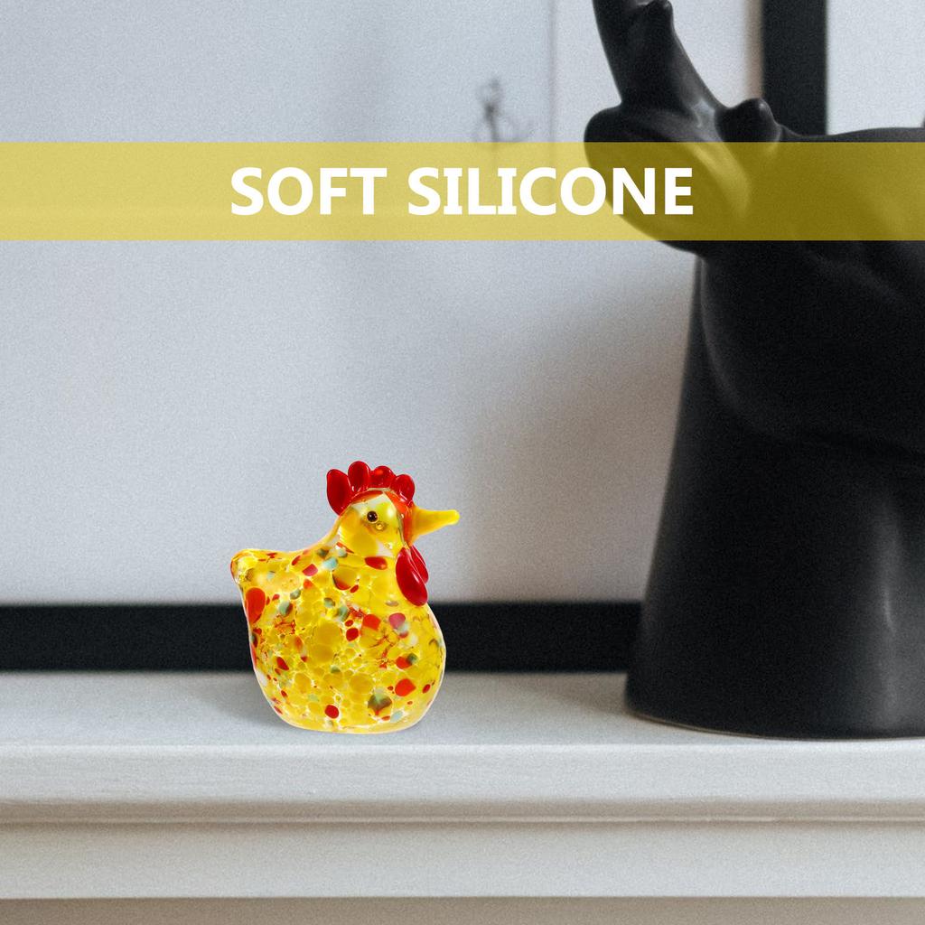 Glass Hen Decor Delicate Stable Desktop Glass Chicken Ornament Home Office Decoration Love Gift Bright Color Crystal Hen
