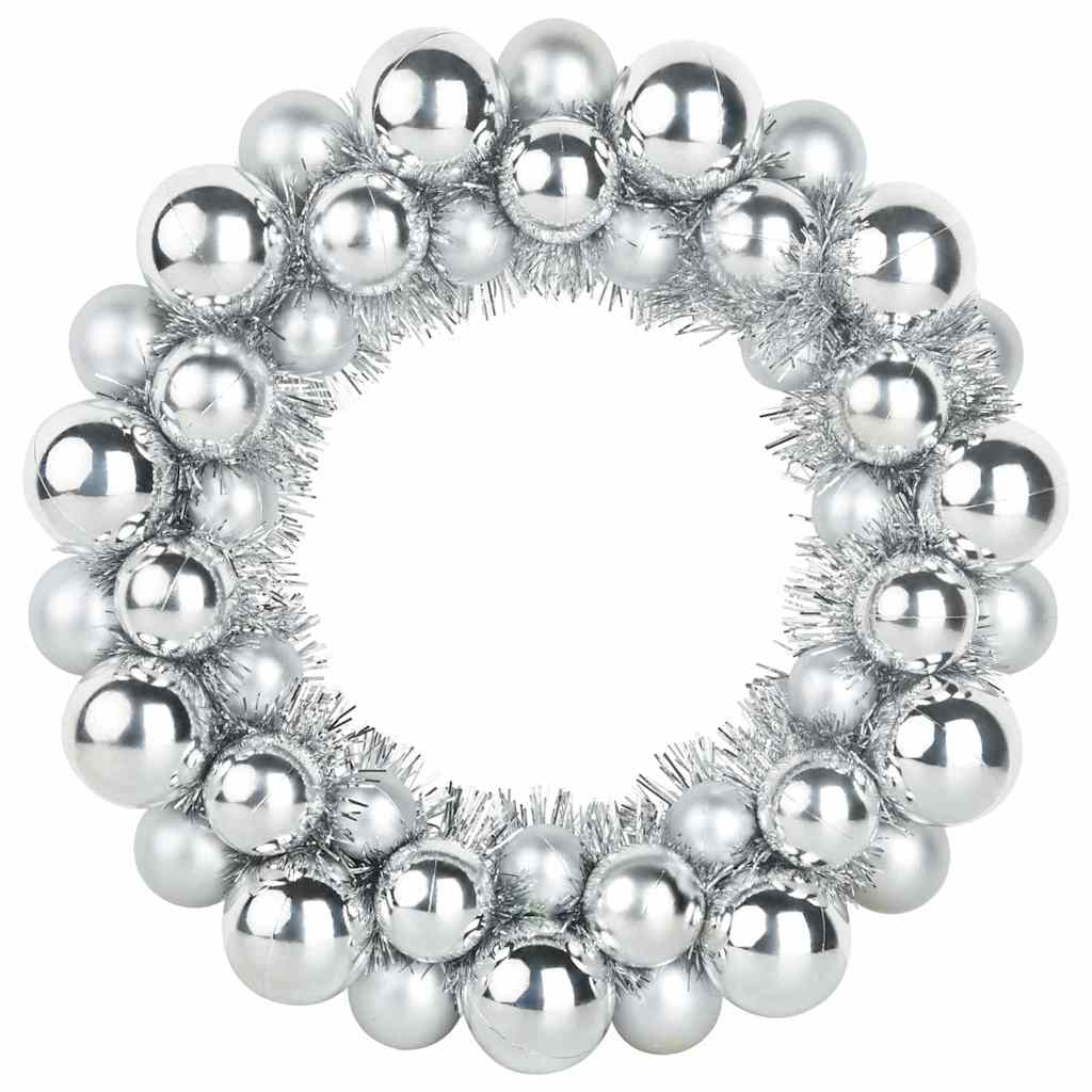 Christmas Ball Wreaths 2 pcs Silver 33 x 33 x 7 cm Polystyrene