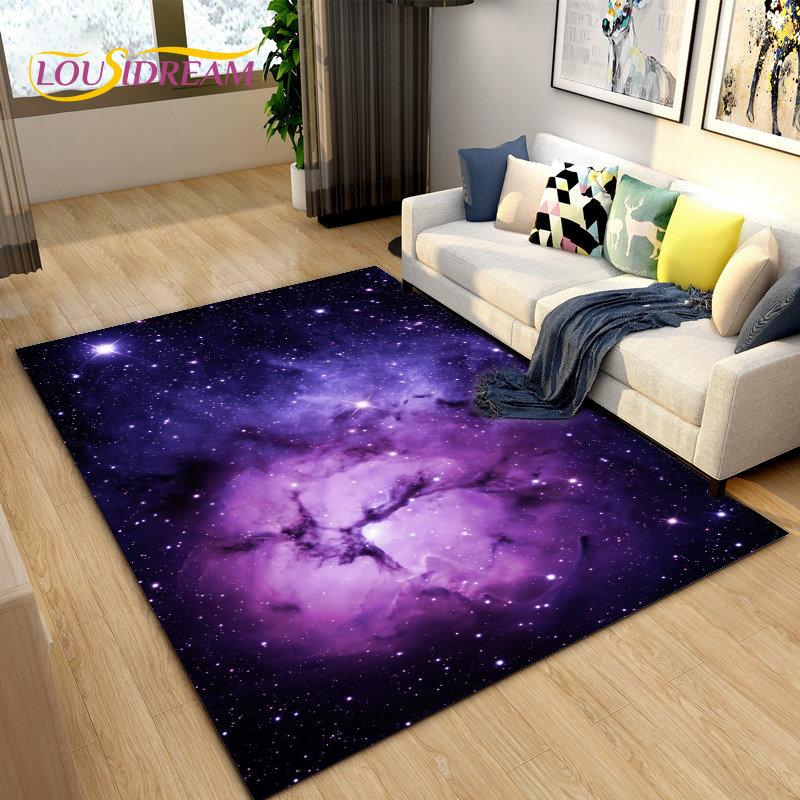 Tappeto Area Stelle Spazio Universo Galassia, Tappeto per Soggiorno Decorazione Camera dei Bambini, Tappetino Antiscivolo per Gioco e Gattonamento Bambini