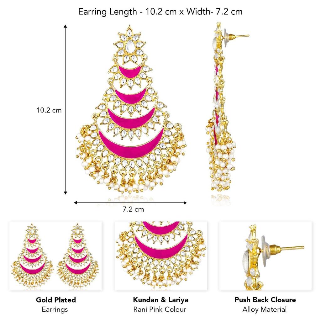 Pink Kundan & Laria Studded Dangle Earrings Ethnic Jewellery for Women