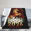 Year Of The Horse Chinese New Year Flannel Throw Blankets Blankets for Sofa Office Lightweight Bed Rug,
