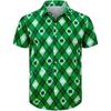 3D Print St Patrick Green Hawaiian Shirts For Men Casual Short Sleeve Button Up Surfing Shirt Tops Men's Beach Shirts Clothing