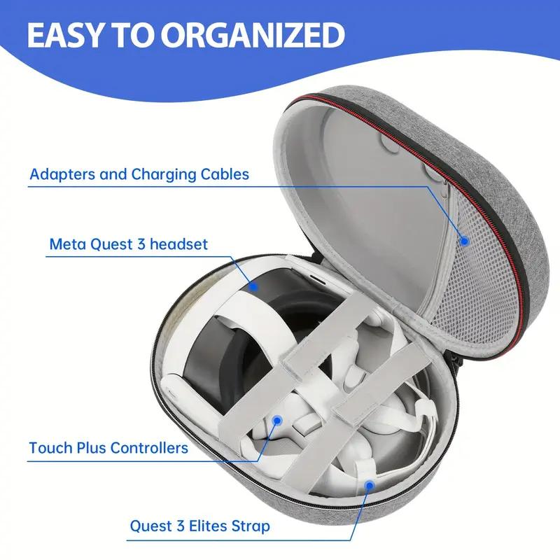 Hard Carrying Case Compatible with Meta Quest 3, Portable VR Gaming Headset & Touch Controllers Case for Travel and Home Storage