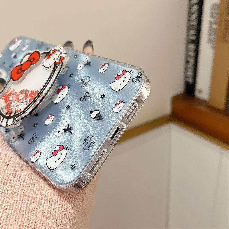 Cute Katie Head Stand Suitable for Apple 16pro Mobile Phone Case IPhone 15 Pro Case 14 13 Large Hole Hard Shell