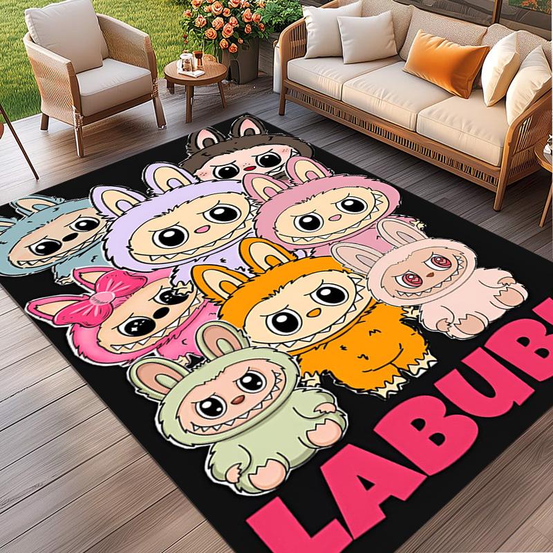 Labubu Print Rug, Washable Floor Carpet, For Entryway Dorm Laundry Room Office Study, Home Decor Birthday Christmas Gift