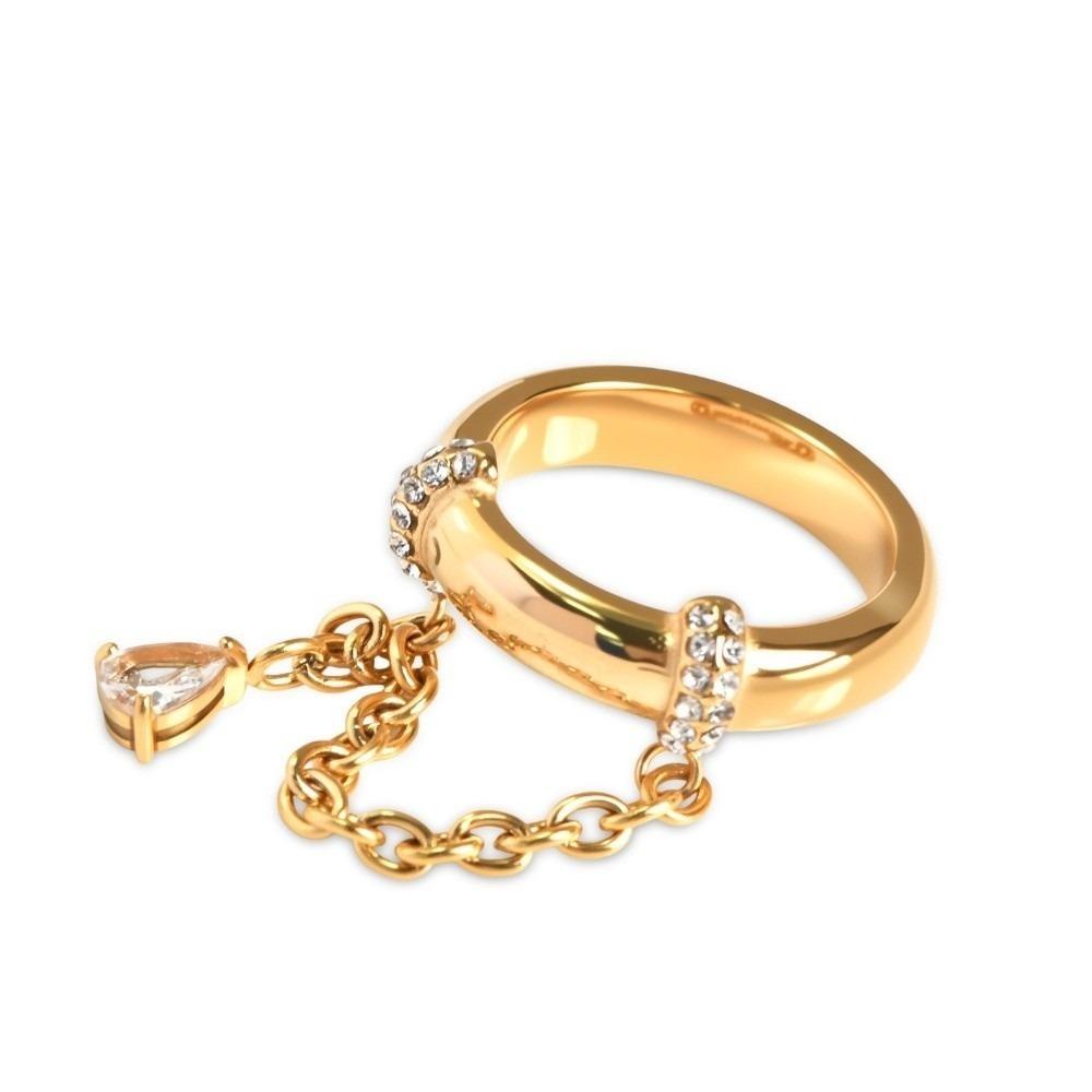 High Polished Water Drop Ring 18k Gold Plated Pendant Ring Boho Tassel Ring  Women