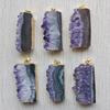 Beautiful Natural amethyst stone Slice Druzys Energy Healing  irregular Rectangle pendants for jewelry making Wholesale 6pcs/lot
