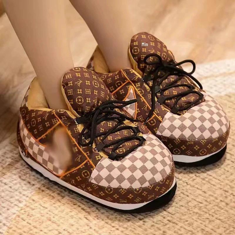 Unisex Plüschfell Winter Hausschuhe mit lustigem Kokosnuss-Design