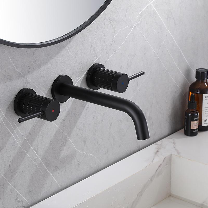 Tuqiu Badezimmer Waschtischarmatur Bürste Gold 8 Zoll Spülbeckenmischer Messing Spülbeckenarmatur Warm & Kalt Wascharmatur Wasserhahn