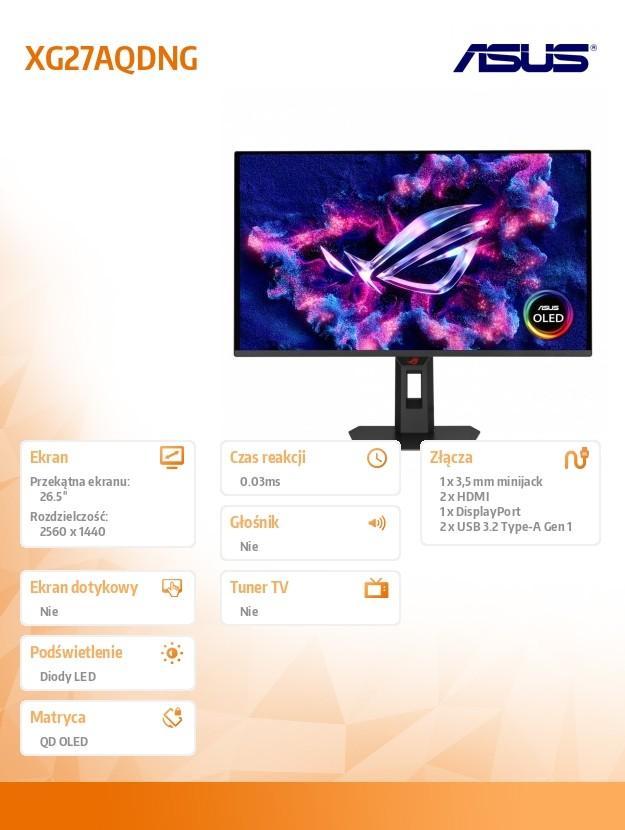 Monitor 26,5 Zoll XG27AQDNG OLED 360Hz 0,03ms DP, 2x HDMI, 2x USB