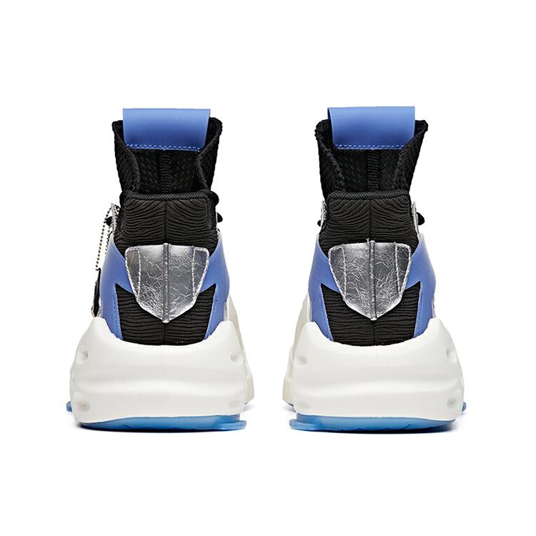 Anta Synthetic Leather Comfortable Abrasion Resistant Breathable Mid Top Skateboard Shoes Men's White Blue Black 912038066-2