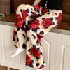 Summer Women's Cotton Rayon Loose Fit Soft Homewear Ankle-Length Wide Leg Floral Printed Lounge Pants