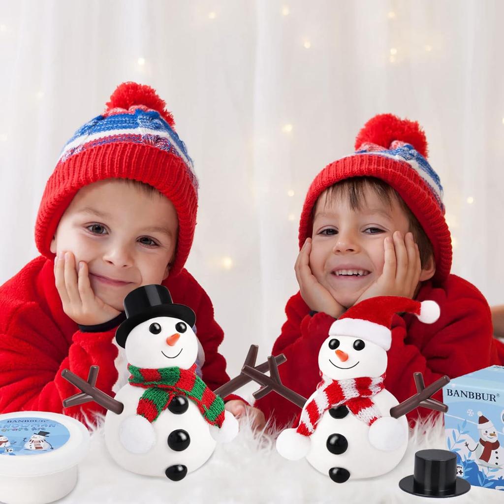 9 Pack Build a Snowman Kit Snowman Christmas Crafts for Kids Gift, Modeling Clay Snowman DIY Kit
