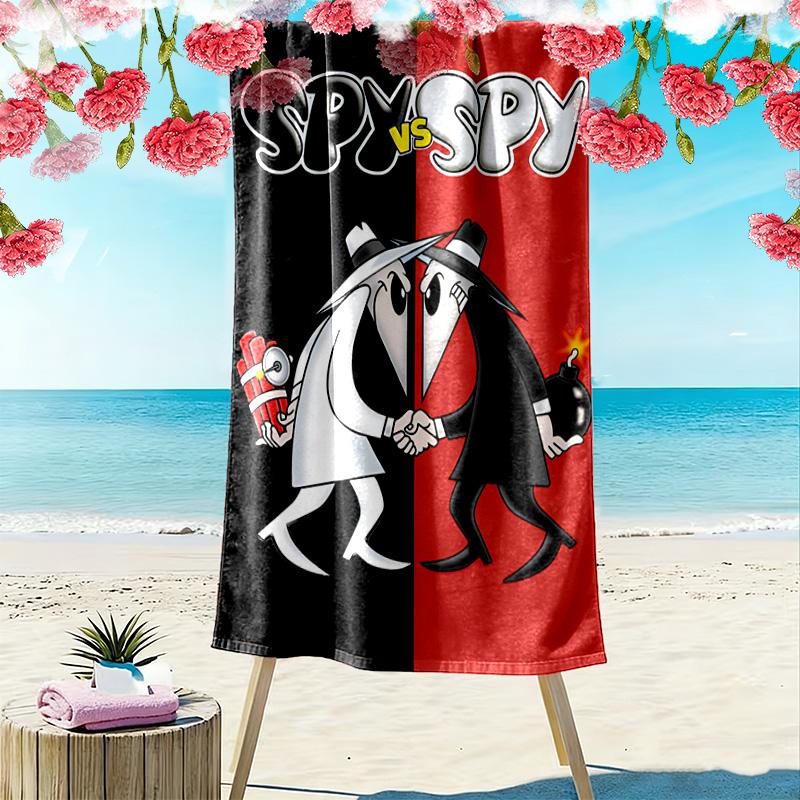Spy vs Spy 2D Flat Print Beach Towel, Large Soft Quick Dry Towel for Beach Camping SwimmingDSTJ0925488
