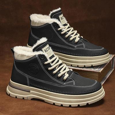 High Top Martin Boots Men's Outdoor Casual Sports Trendy Shoes with Plush Warm Cotton Shoes