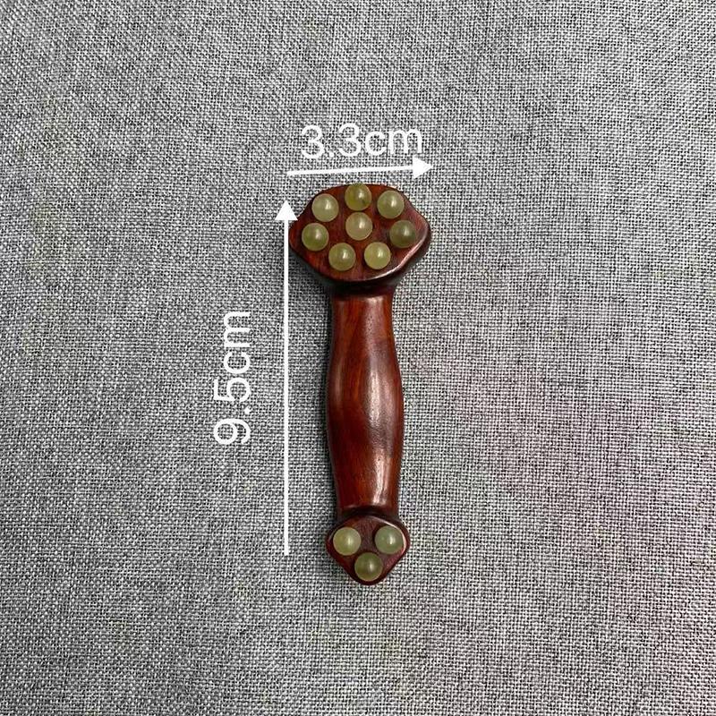 

Двусторонний инструмент для лифтинга фасций лица с 11 латунными золотыми бусинами, сандаловое дерево, для щек, глаз, красоты, массажа, палочка гуаша, точечный расслабляющий