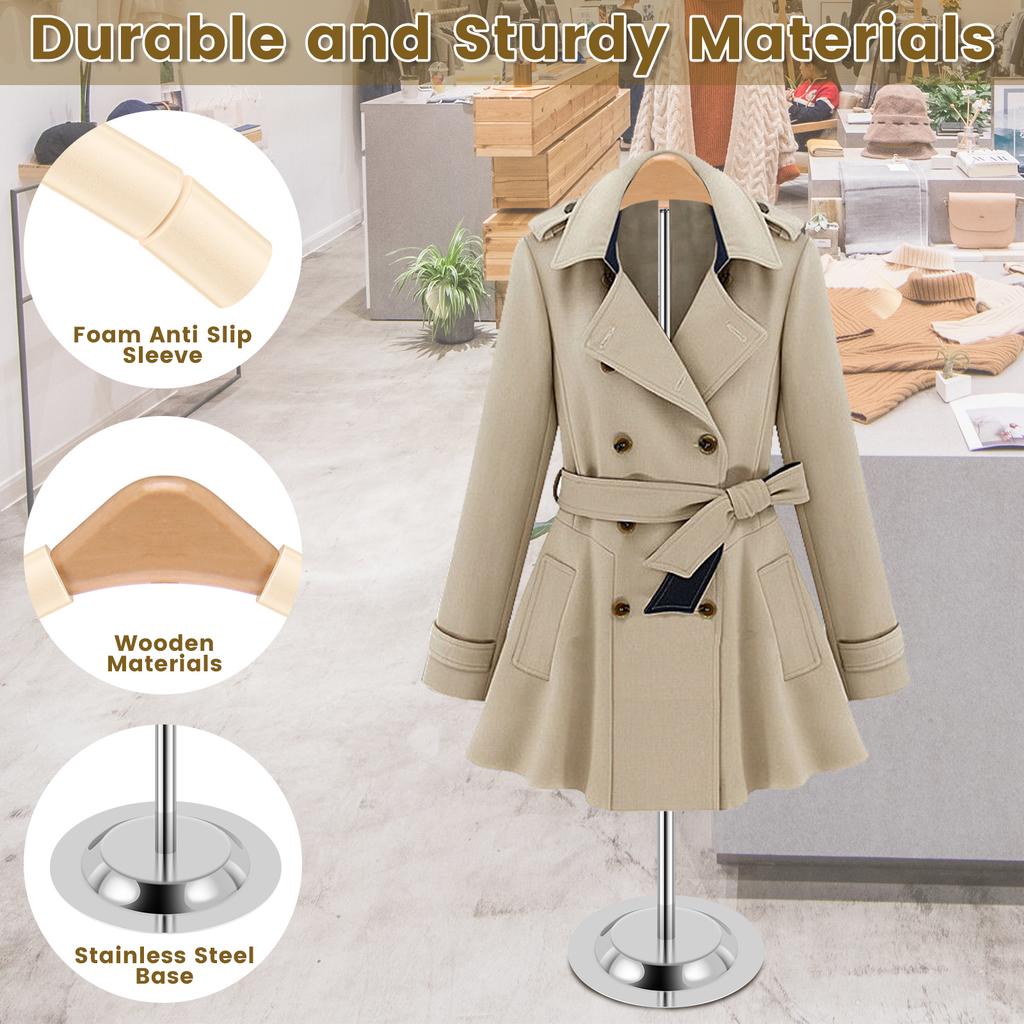 Adjustable T Shirt Display for Kid Adult Flexible Shirt Rack Shoulder Portable Hanging Metal Clothes Display Stand Hanger Rack