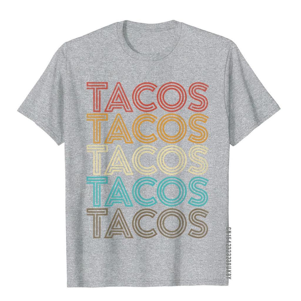 Retro Vintage Tacos Tuesday Mexican Food Party Funny Gift T-Shirt Comics T Shirts For Adult Cotton Tees Holiday Plain