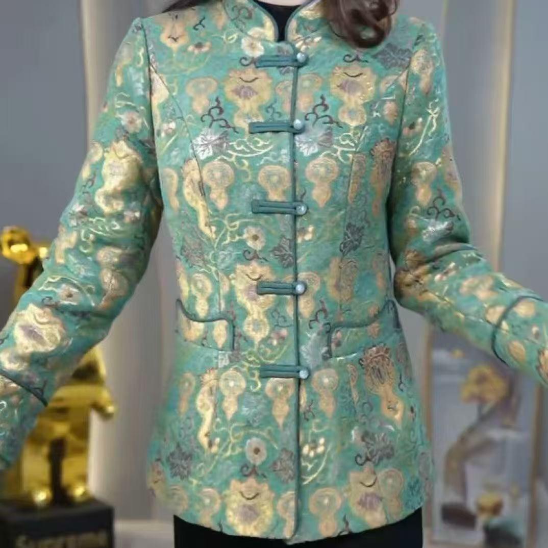 

Women s Spring & Autumn 2026 Lapel Jacket - Stylish, Loose-Fit for Middle-Aged & Elderly 5XL зелений