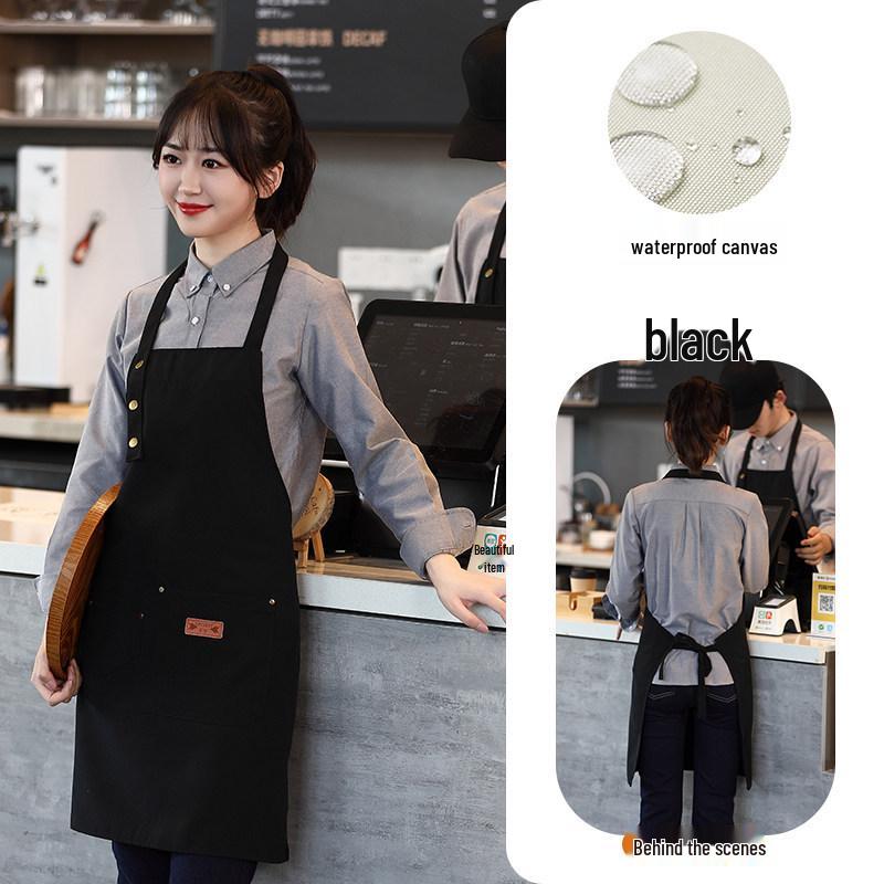 Anpassad Canvas Midjeförkläde - Barista, Mjölkte, BBQ, Catering Arbetskläder för Kvinnor