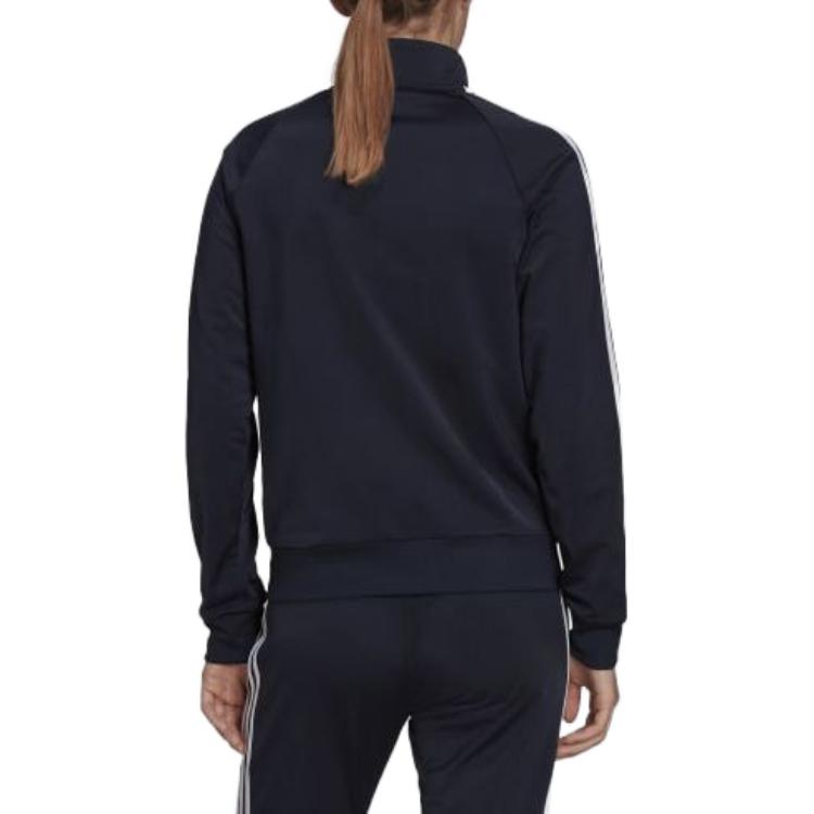 Adidas Essentials Striped Logo Print Solid Legend Ink Jacket Women Jacket H48444