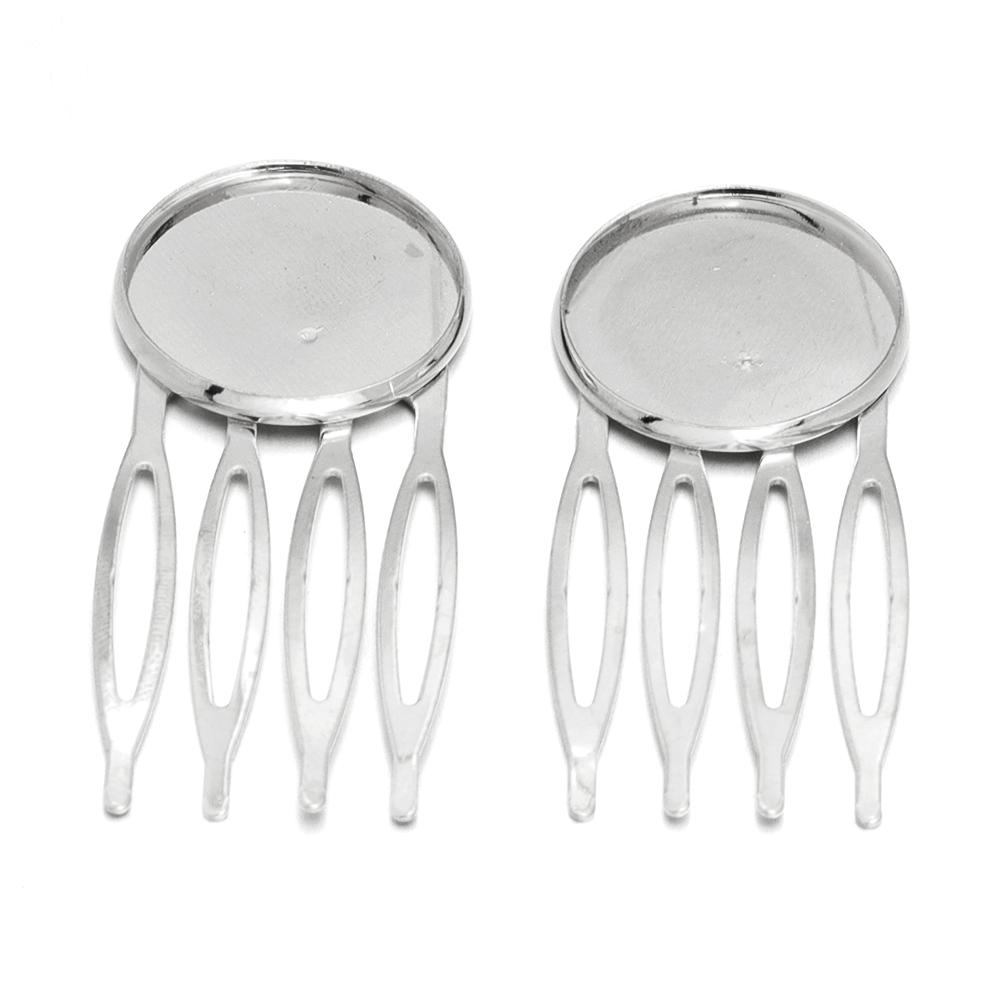 5-10pcs/lot 4/10 Teeth Metal Hair Comb Clips Hairpin Base Setting Round Cabochon Cameo For Jewelry Making DIY Hair Acessories