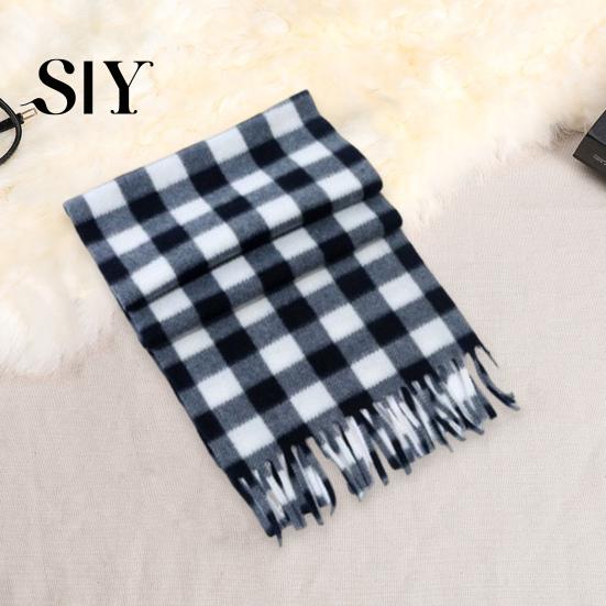 Soft Plaid Scarf Unisex Winter Color Matching Print Tassel Thick Warm Double-sided Checkered Shawl Plush Long And Wide Keep Neck Protection Lady Fall
