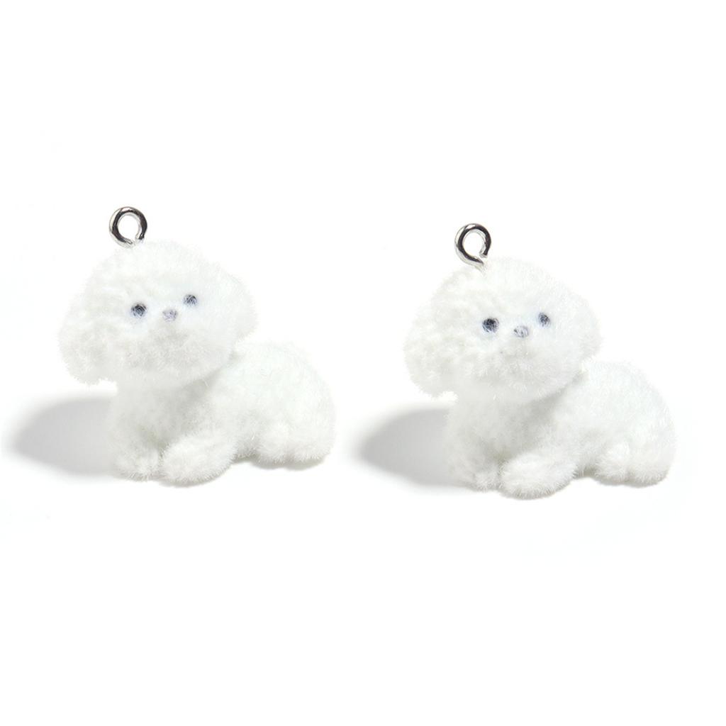 Cute Flocked Resin Puppy Pendant Resin Puppy Flock Charm for Creative Jewelry Projects and Personalized Accessories