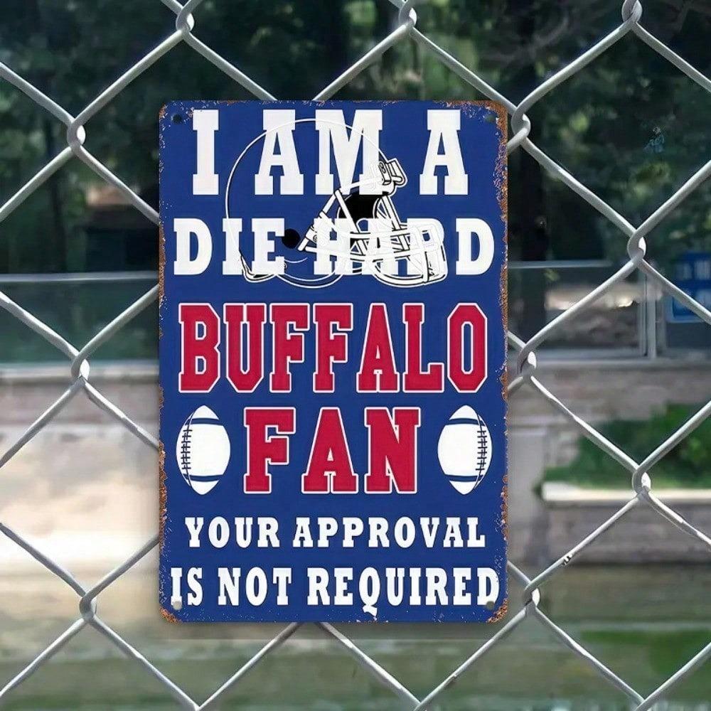 Buffalo Fan Sports Decor Metal Tin Sign Man Cave Football Art Office Bar Wall