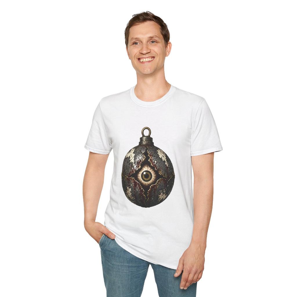 Christmas Horror Sleigh Bell Eyeball Relic Gothic Unisex Softstyle T-Shirt