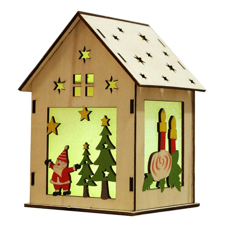 3/5’’ Xmas Desk Decor House Santa/Snowman/Reindeer Tabletop Decor Lovely Christmas Ornament DIY Wooden Puzzle Art Crafts