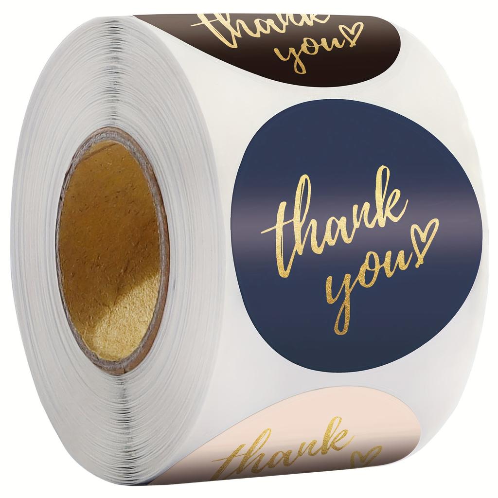 Elegant Golden Foil "Thank You" Stickers, 1-Inch Round Labels on a Roll - Perfect for Wedding Favors, Gift Sealing & Handmade Stationery, Wedding Stic