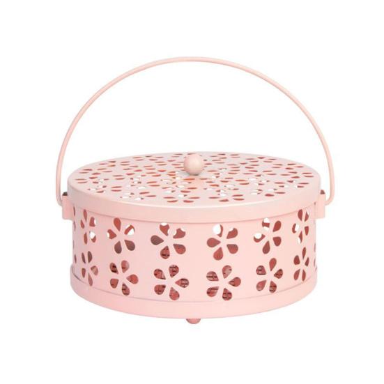 Metal Repellent Incense Coil Holder with Lid Handle Heavy Duty Hollow Spiral