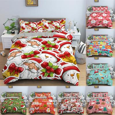 Christmas Bedding Set Christmas Cartoon Old Man Quilt Cover and Pillowcase 2/3 Pieces EU/US/AU/UK Single Double Bed Home Decoration