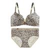 Women's Sexy Leopard Print Push-Up Wirefree Lingerie Set - Adjustable for Comfort 