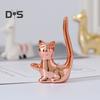 Mini Ceramic Animals Figurines Miniature Rabbit Cat Llama Pineapple Statue for Tabletop Mantel Desk Shelf Decor